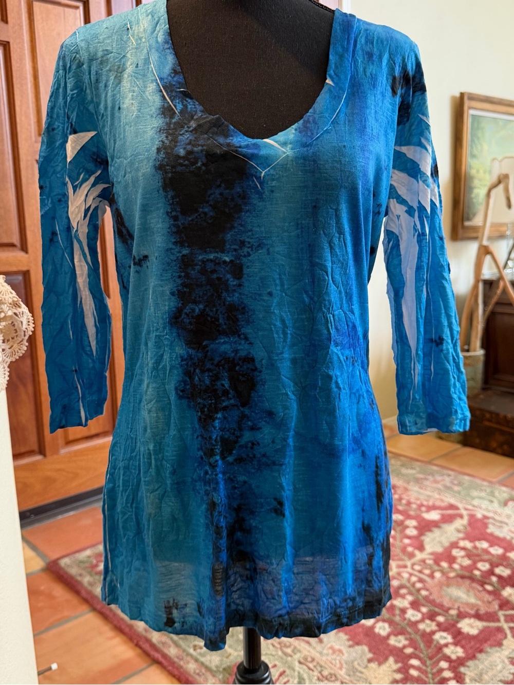 Elvis Laskin Artwear Top Womens Large Abstract Print Print Stretch Made in USA
